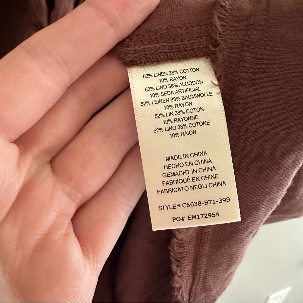 Cloth & Stone Maroon Rust Long Sleeve Linen Colored Dress - Picture 8 of 9